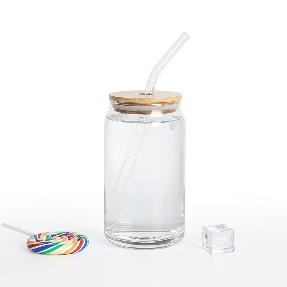 16oz Libbey Glass Tumbler w/ Bamboo Lid & BPA Free Straw - C