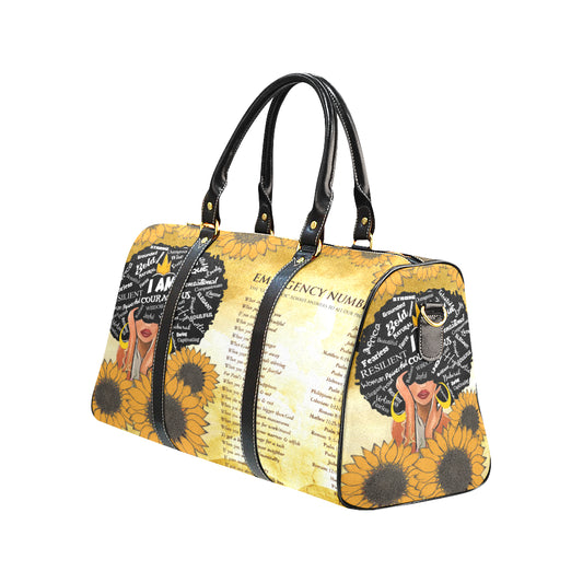 Sunflower Sistah Emergency Numbers Travel Bag