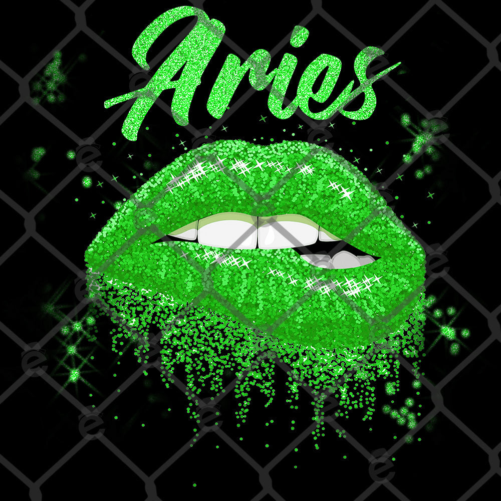 Aries Glitter Lips DTF Transfer