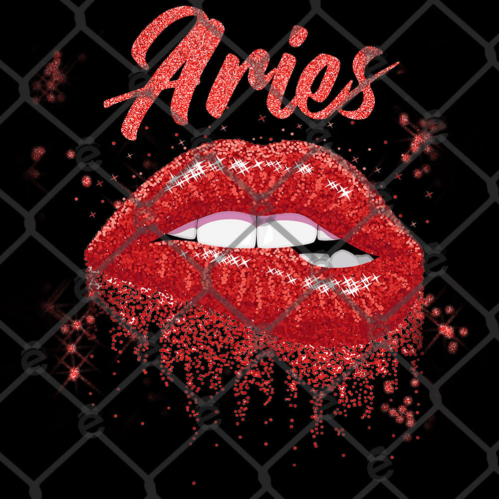 Aries Glitter Lips DTF Transfer