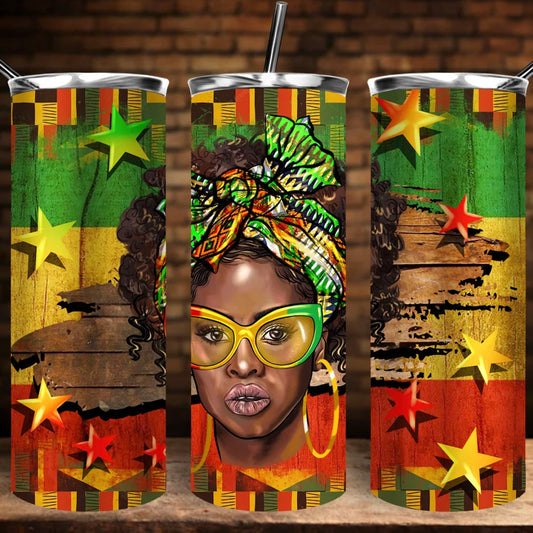 Hustle Afro Design print 3D UV DTF Cup Wraps stickers Custom Black