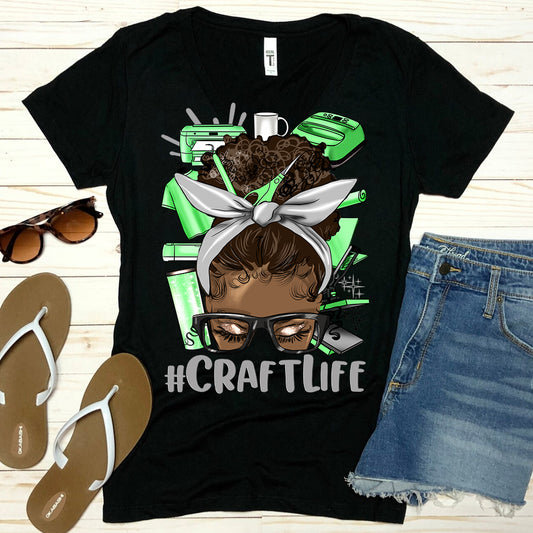 #CraftLife Messy Bun Green DTF Transfer