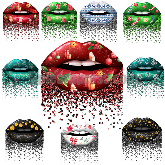 Christmas Lips Bundle PNG