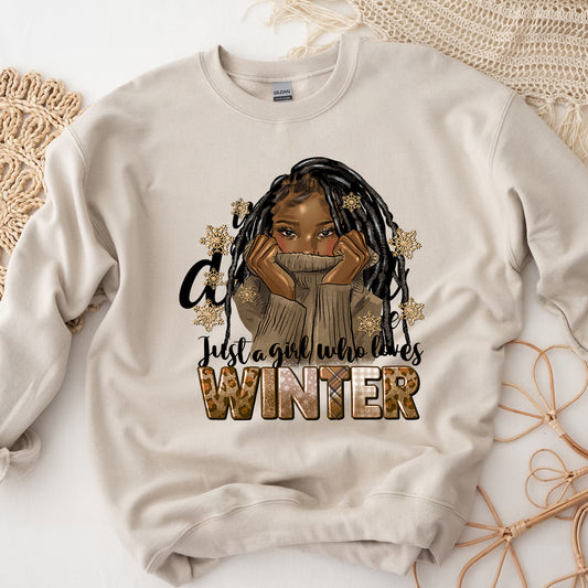 Girl Who Loves Winter Brown DTF Transfer